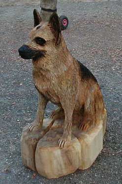 Schäferhund Holz Skulptur